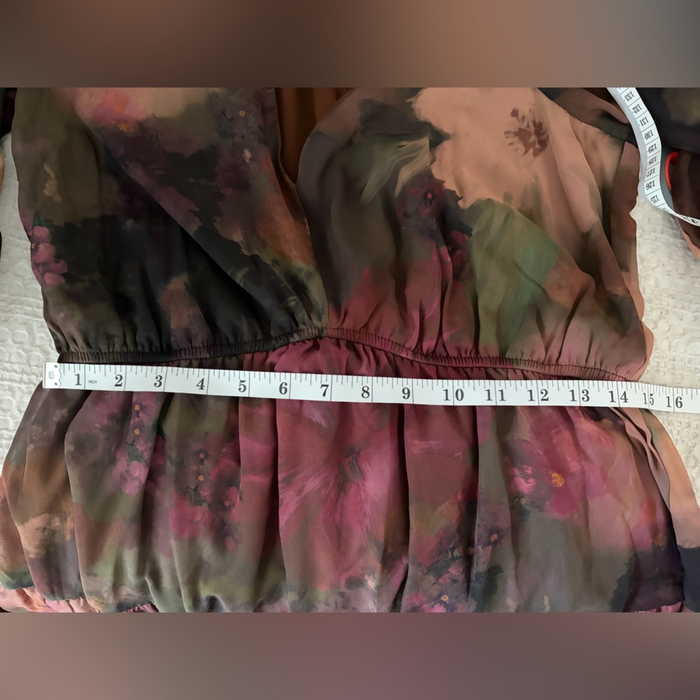 Floral Tiered Fall Maxi Dress with long sheer sleeves - Picture 8 of 10